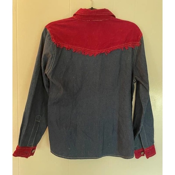 Vintage Speed Limit Denim & Corduroy Western Style Shirt Button Up Women's Large - Picture 2 of 3